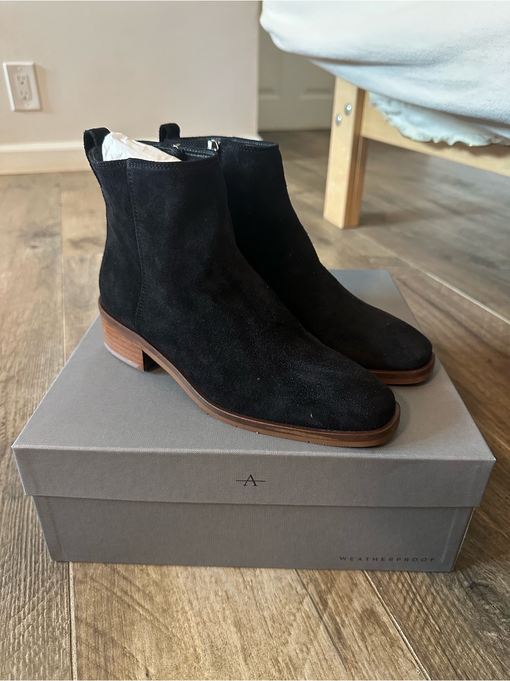 Aquatalia Carisa Black Suede Ankle Boots